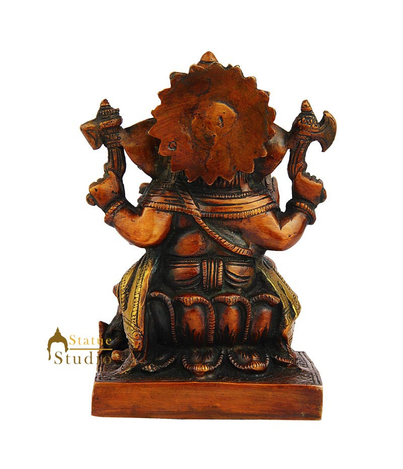 Brass elephant lord ganesha hindu gods statue idol figure 7" - Image 4