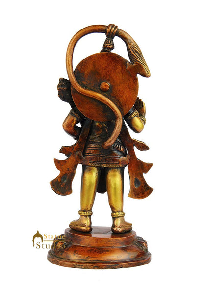 Brass Standing Hanuman Statue Antique Finish For Home Decor 9" by vendor-unknown - Hindu Gods (View 5)