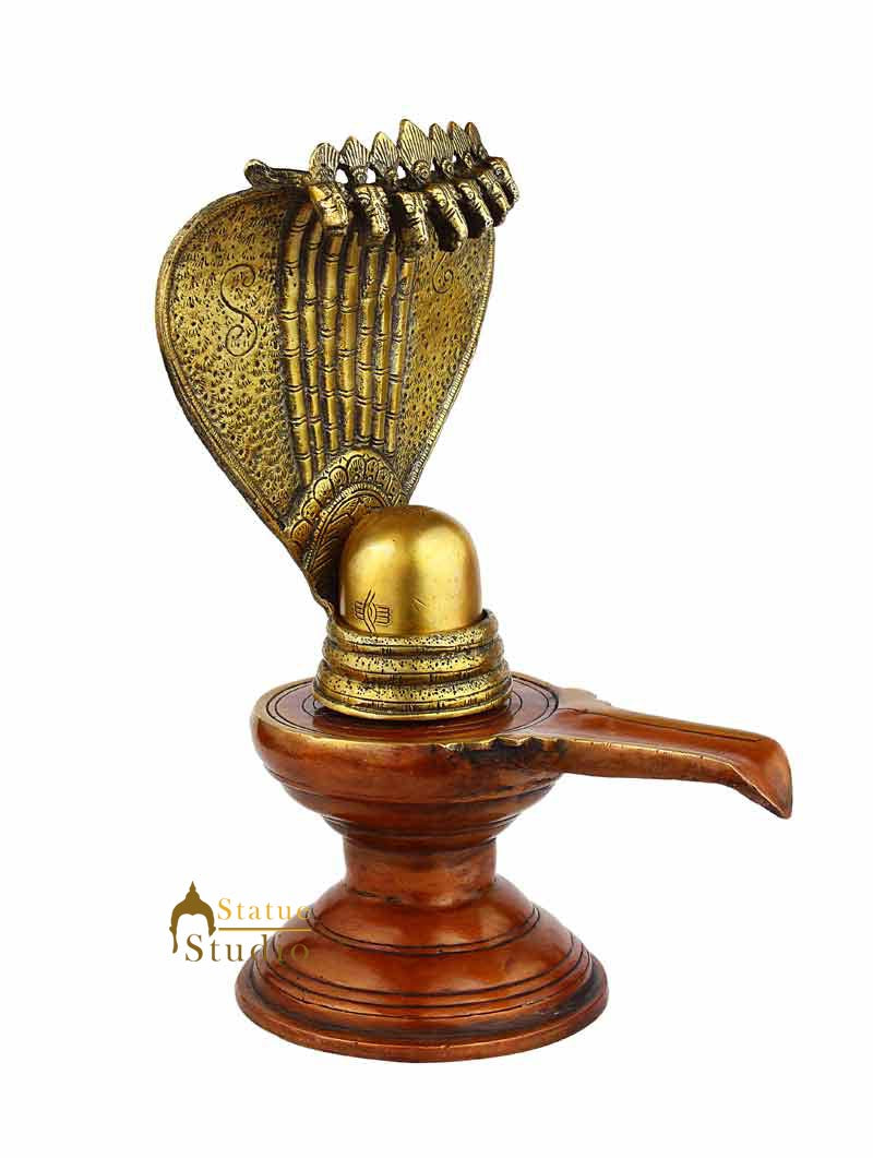 Brass Lord Shiva Lingam Shivling Idol Antique Finish For Home Decor 13" - Image 5