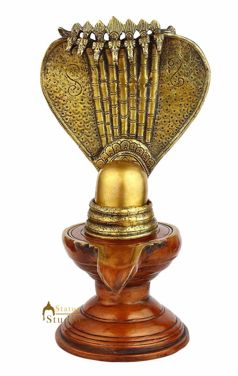 Brass Lord Shiva Lingam Shivling Idol Antique Finish For Home Decor 13"