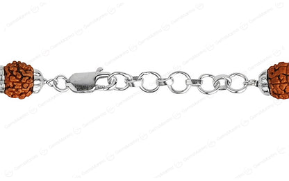 Original 5 Mukhi Rudraksha Silver Damru Bracelet for Kids with Certificate by SAMAHealing - Sustainable Living (View 4)
