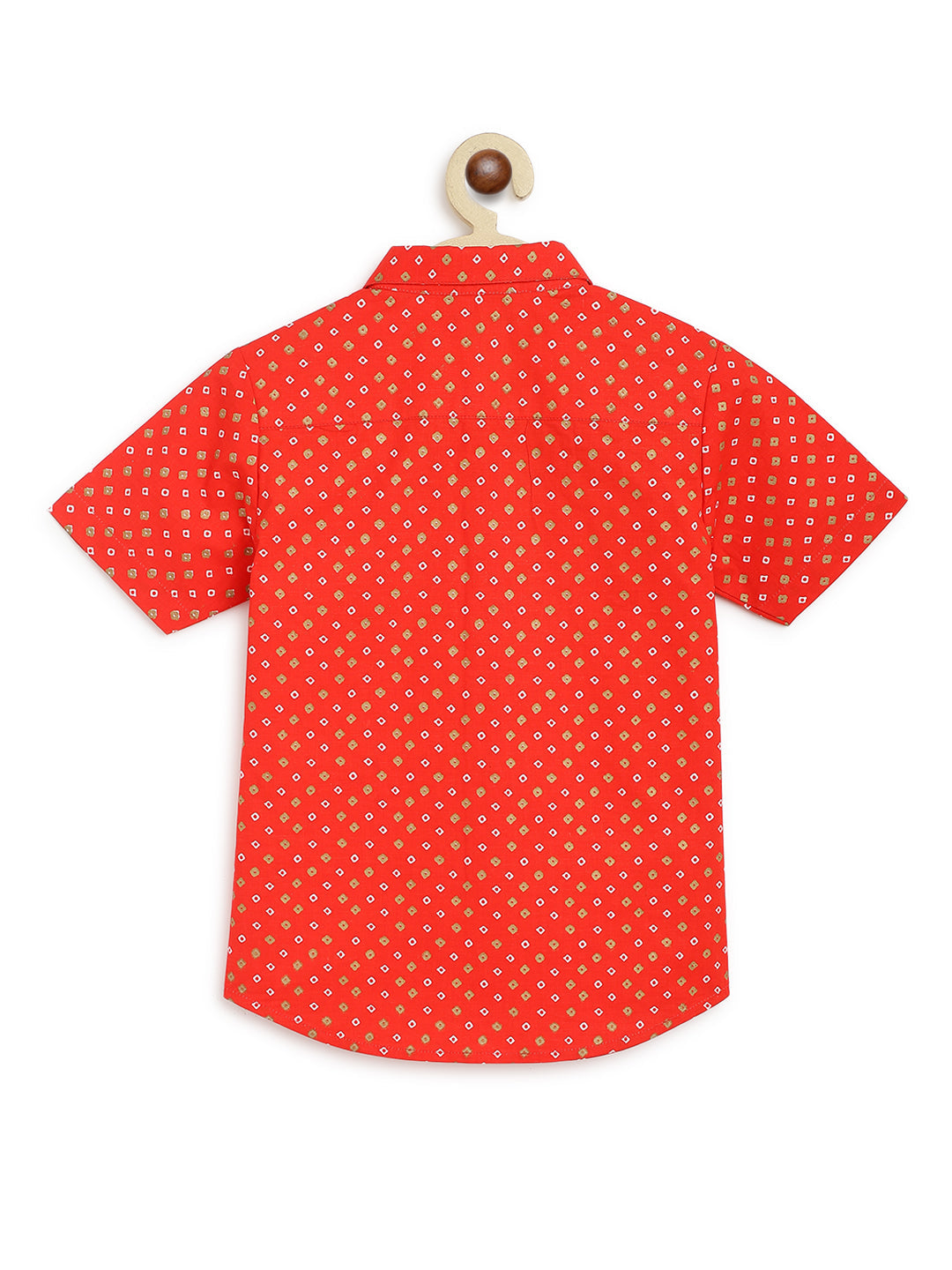 Tiber Taber Boy Bandhani Print Shirt-Red - Image 3