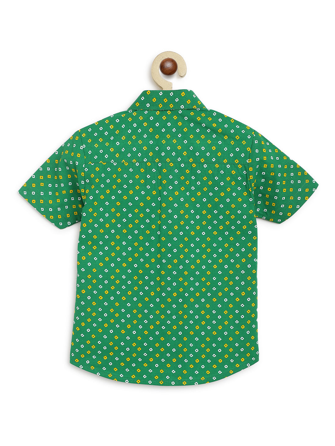 Boys Printed Bandhani Shirt-Green - Image 3