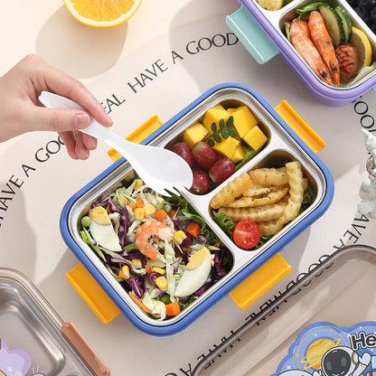 304 Stainless Steel Lunch Box Students Divided Into Lunch Box Three Grids – Image 3