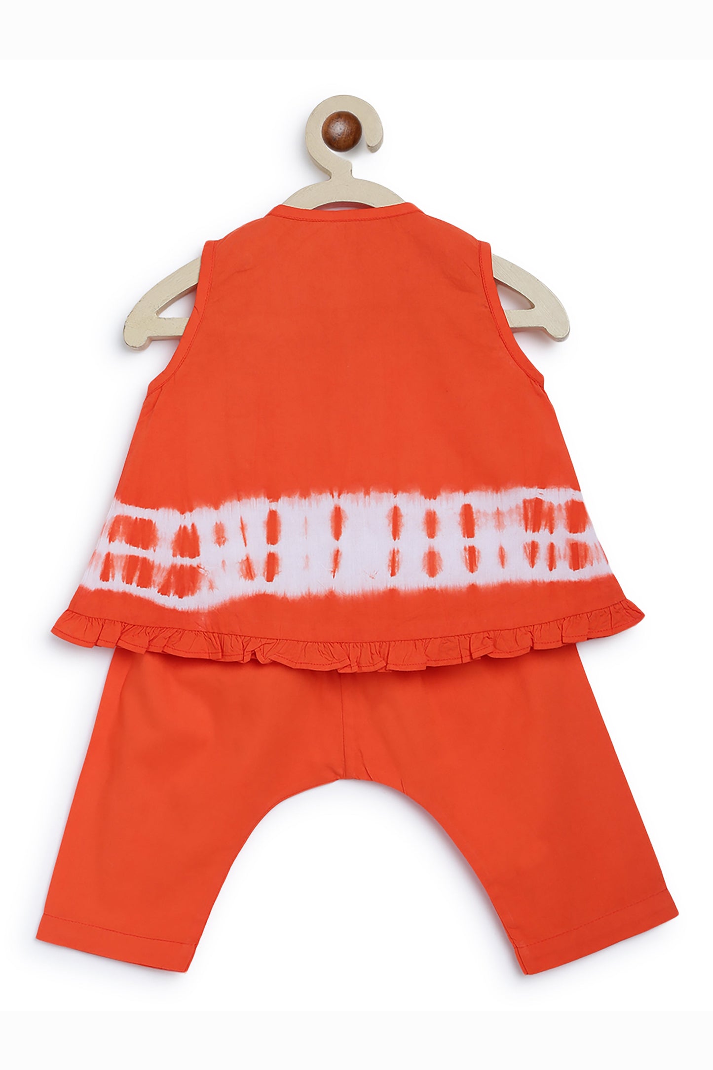 Baby Girl Tie Dye Jhabla Set - Orange