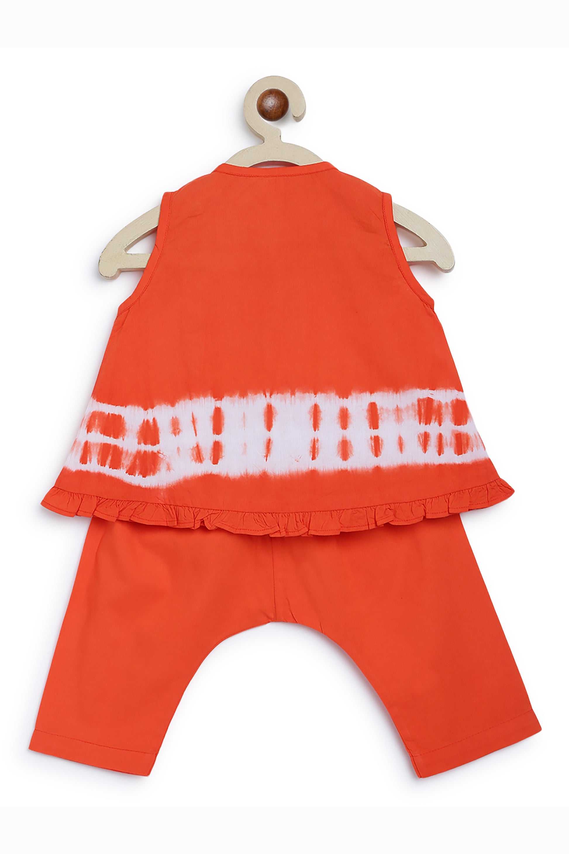 Baby Girl Tie Dye Jhabla Set - Orange - Image 6