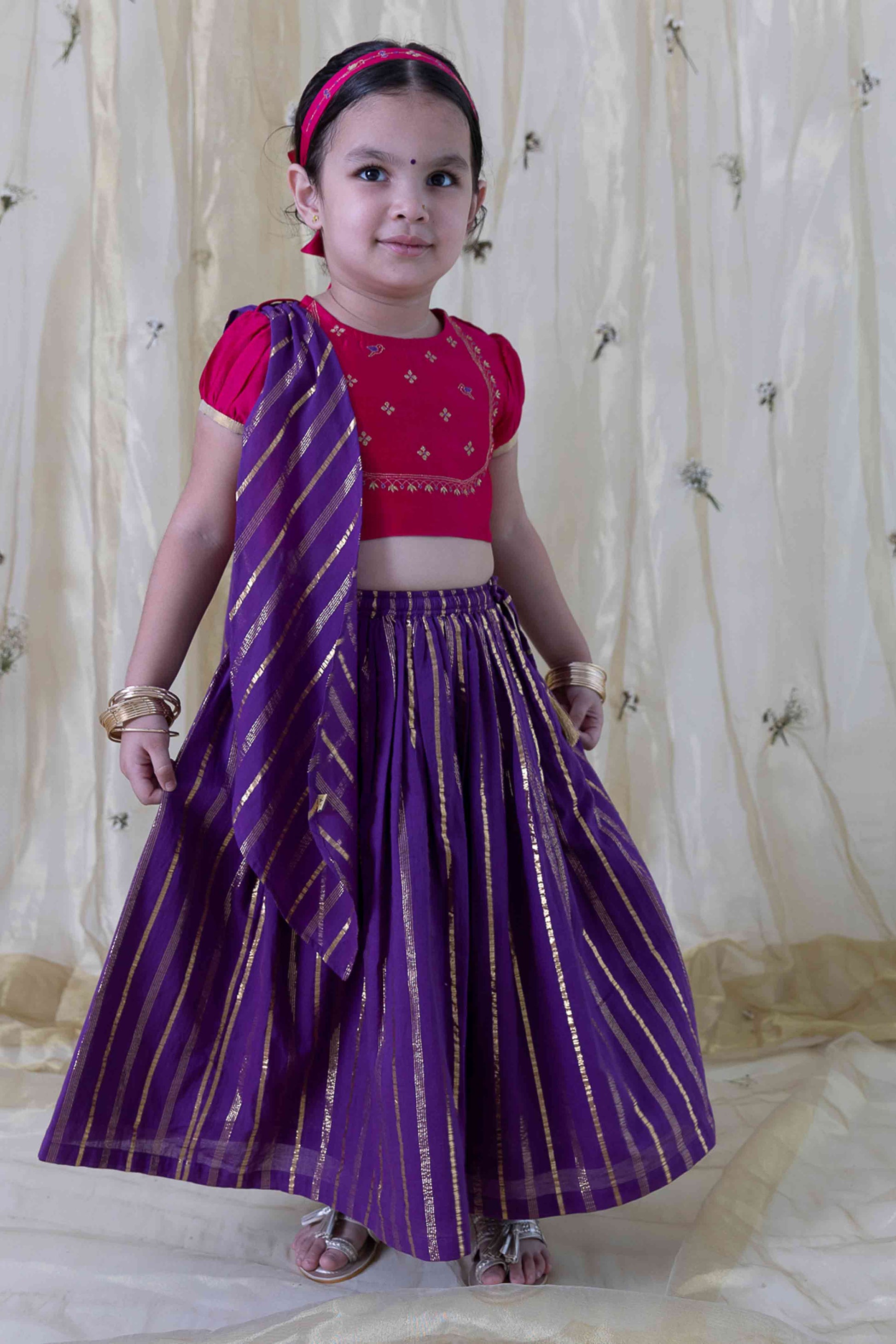 Jamun Chuski Lehenga Set - Purple - Eco-friendly - Sama Homes
