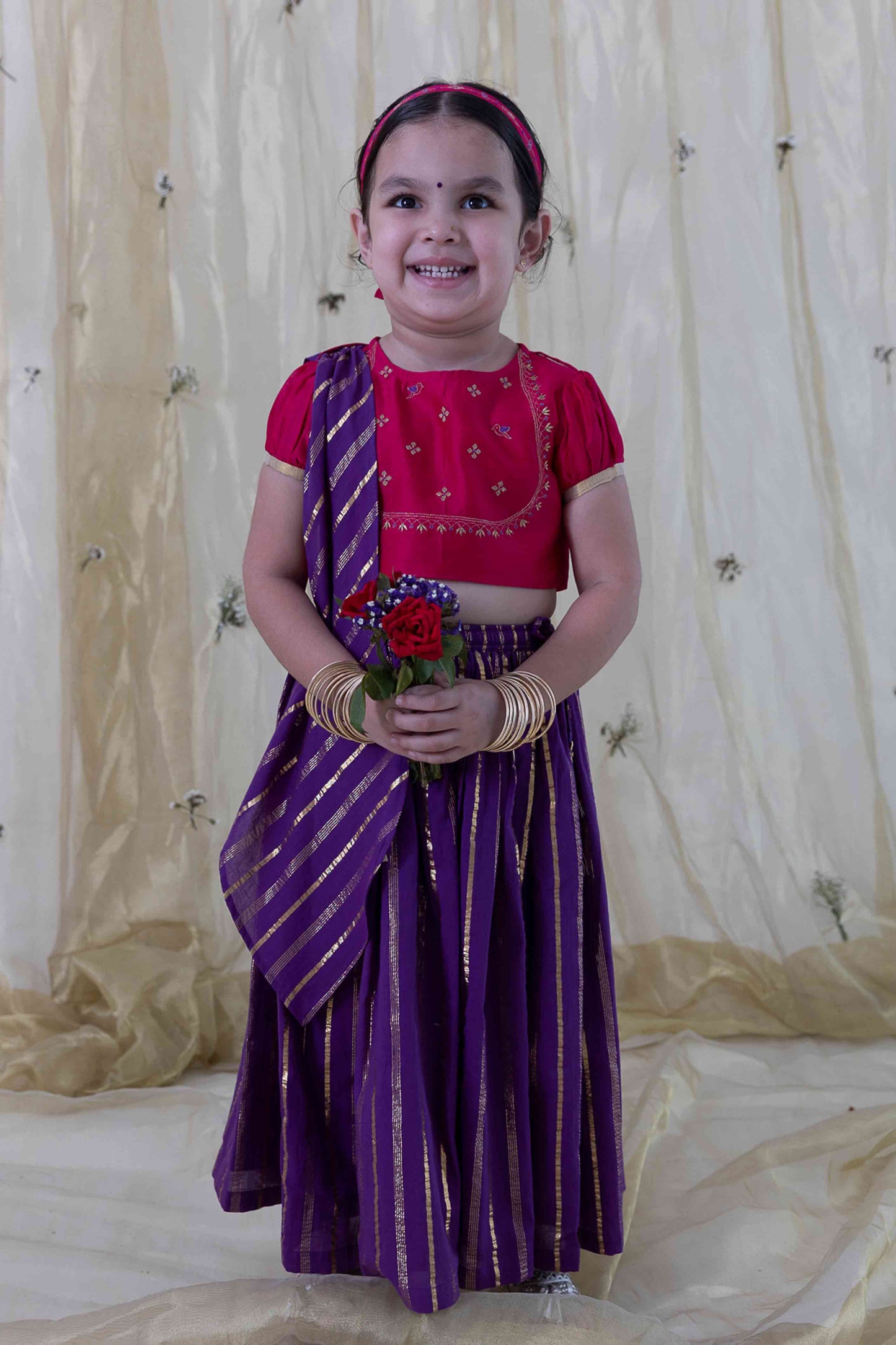 Jamun Chuski Lehenga Set - Purple