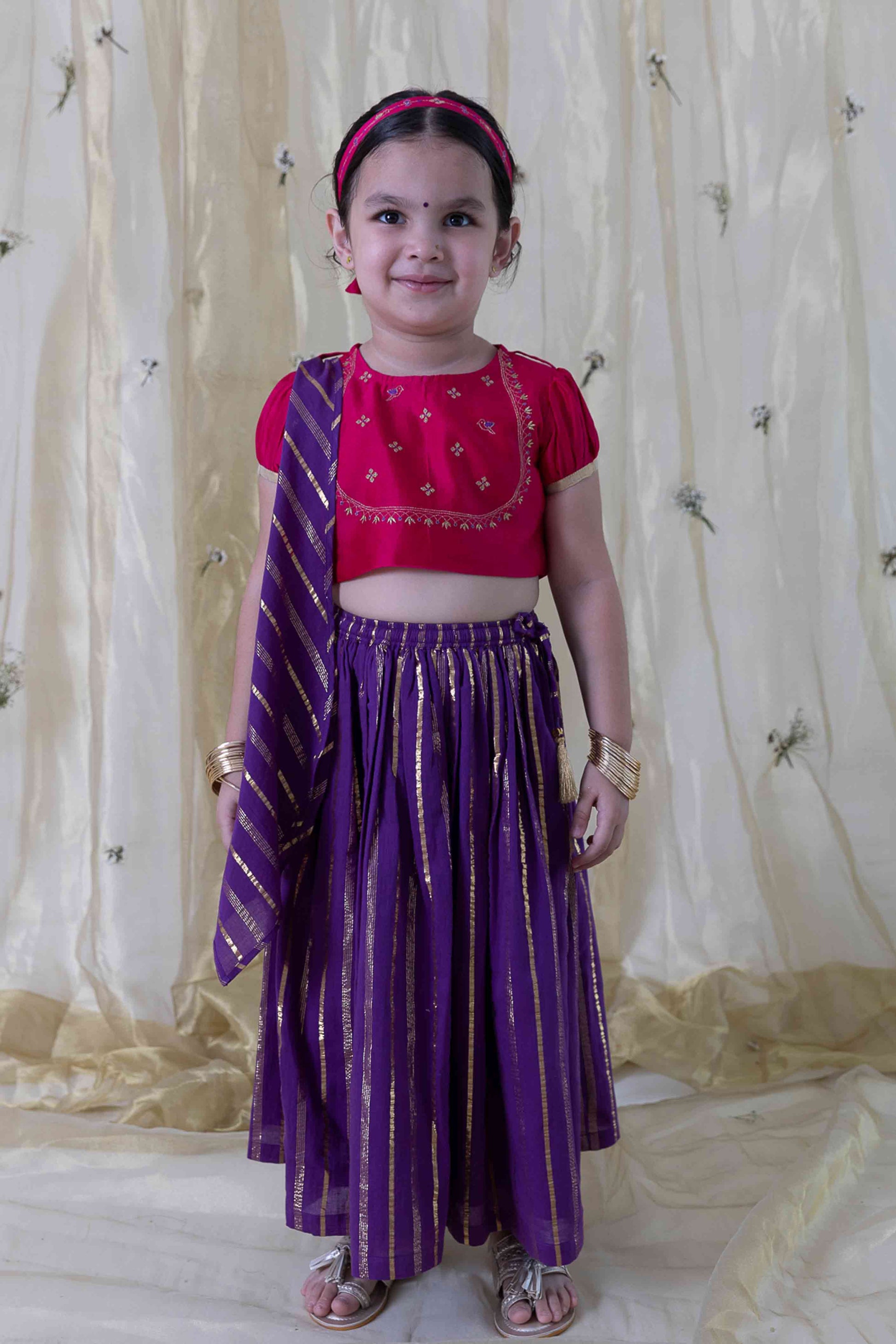 Jamun Chuski Lehenga Set - Purple - Image 4