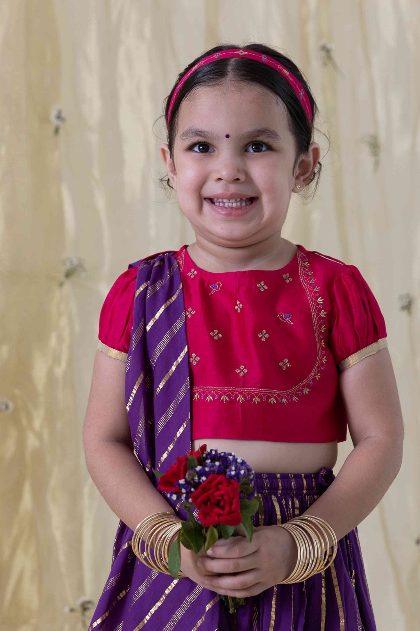 Jamun Chuski Lehenga Set - Purple