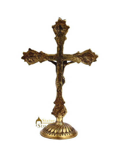 Brass Christian lord Jesus Cross india hand made statue religious craft idol 11" by vendor-unknown - Hindu Gods (View 4)