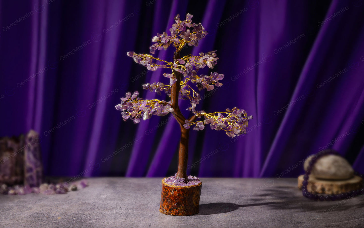 Wooden Amethyst Crystal Tree