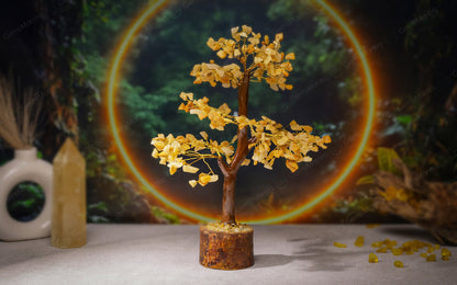 Wooden Golden Quartz Crystal Tree by SAMAHealing - Sustainable Living
