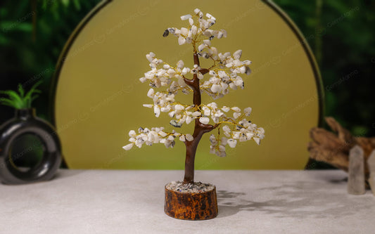Wooden Rainbow Moonstone Crystal Tree