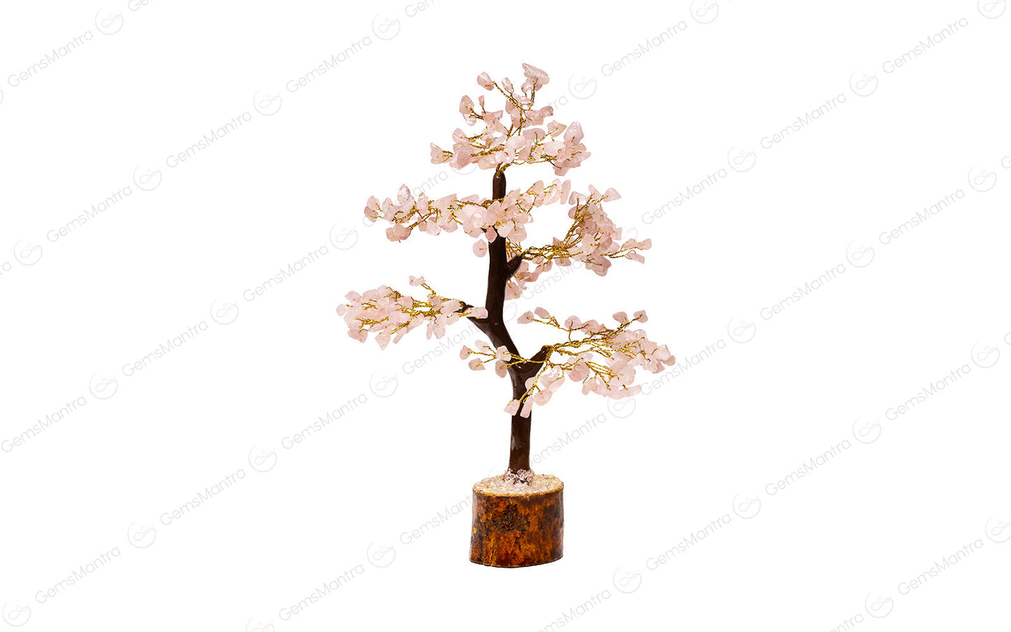 Wooden Rose Quartz Crystal Tree