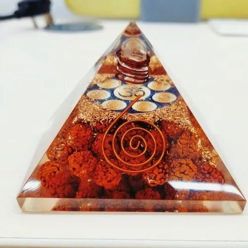 Rudraksha Orgonite Pyramids - Vastu Pyramid Plate | Organite Crystal Pyramids for Positive Energy - Eco-friendly - Sama Homes