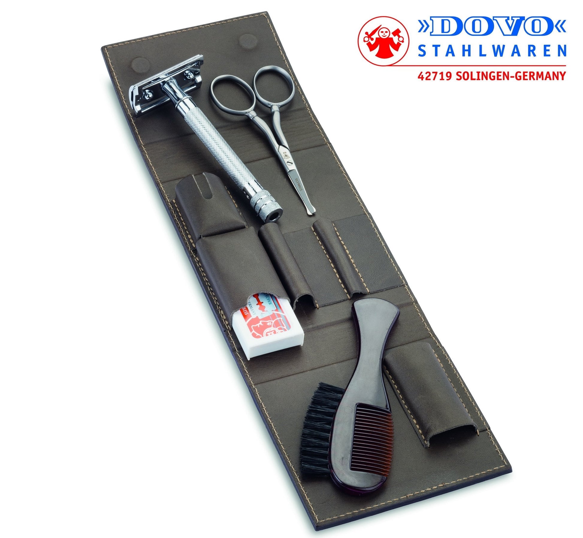 Dovo Stainless Satin Finished Razor Set with MK- 23001, Brown, DV-575056 - Eco-friendly - Sama Homes