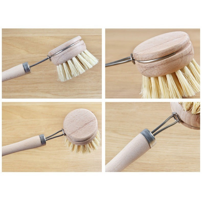 Japanese-Style Sisal Pot Brush – Natural Beech Wood Handle
