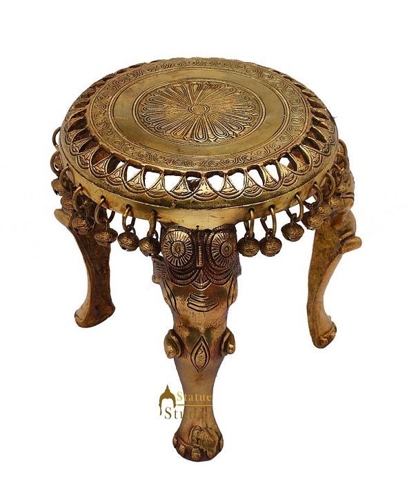 Brass Round Hindu Spiritual Décor religious temple puja Chowki 8"