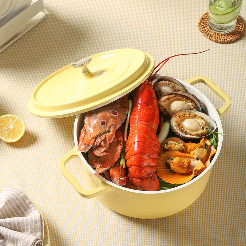 Ceramic Stew Pot with Lid – Aluminum Alloy, Heat-Resistant, 20cm/24cm – Ideal for Soups & Gifting