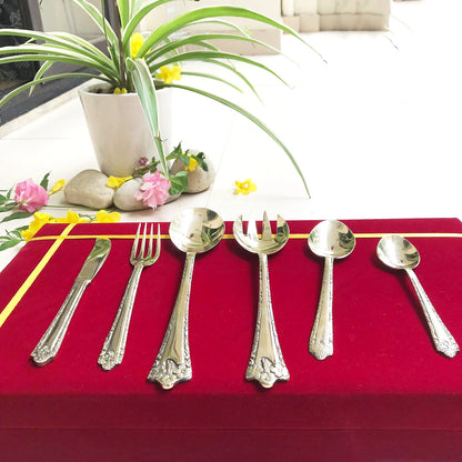 Sama Homes Brass Cutlery Set of 27 Piece handcrafted by Indian Artisans