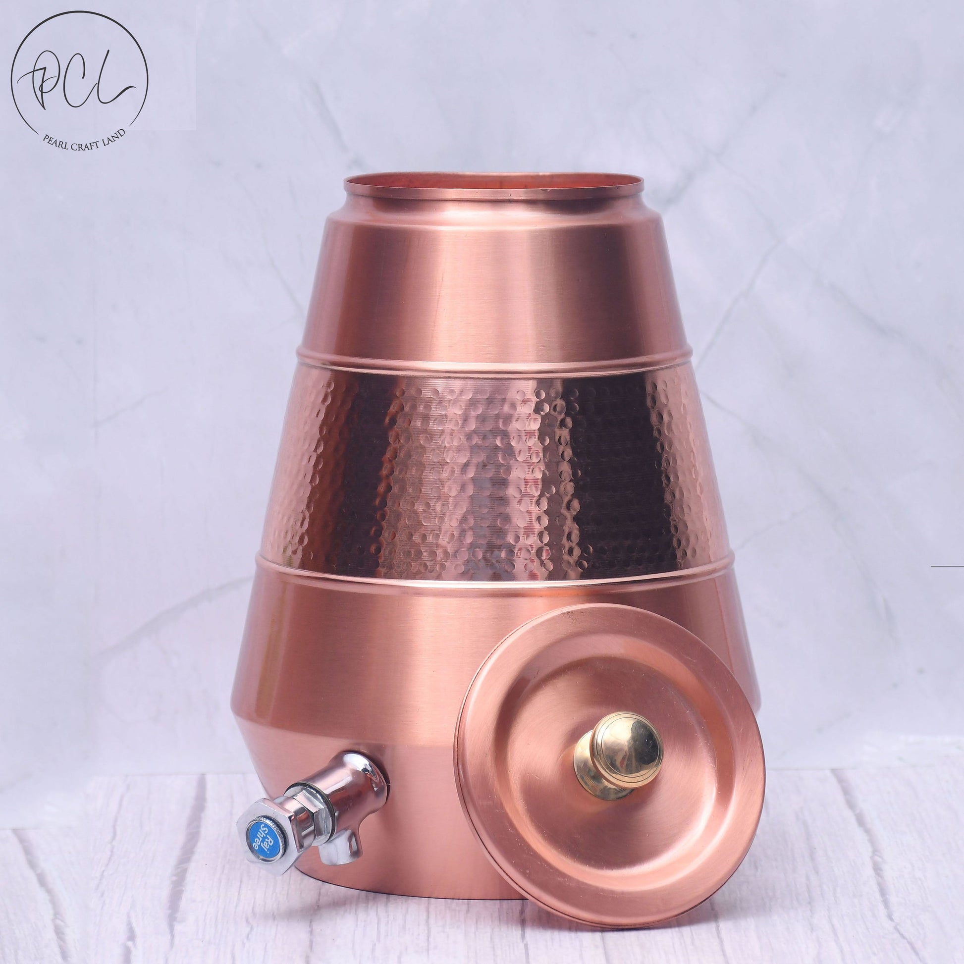 Pure Copper Water Dispenser Conical Half Hammered Designed Capacity 5000 ML. - Image 2