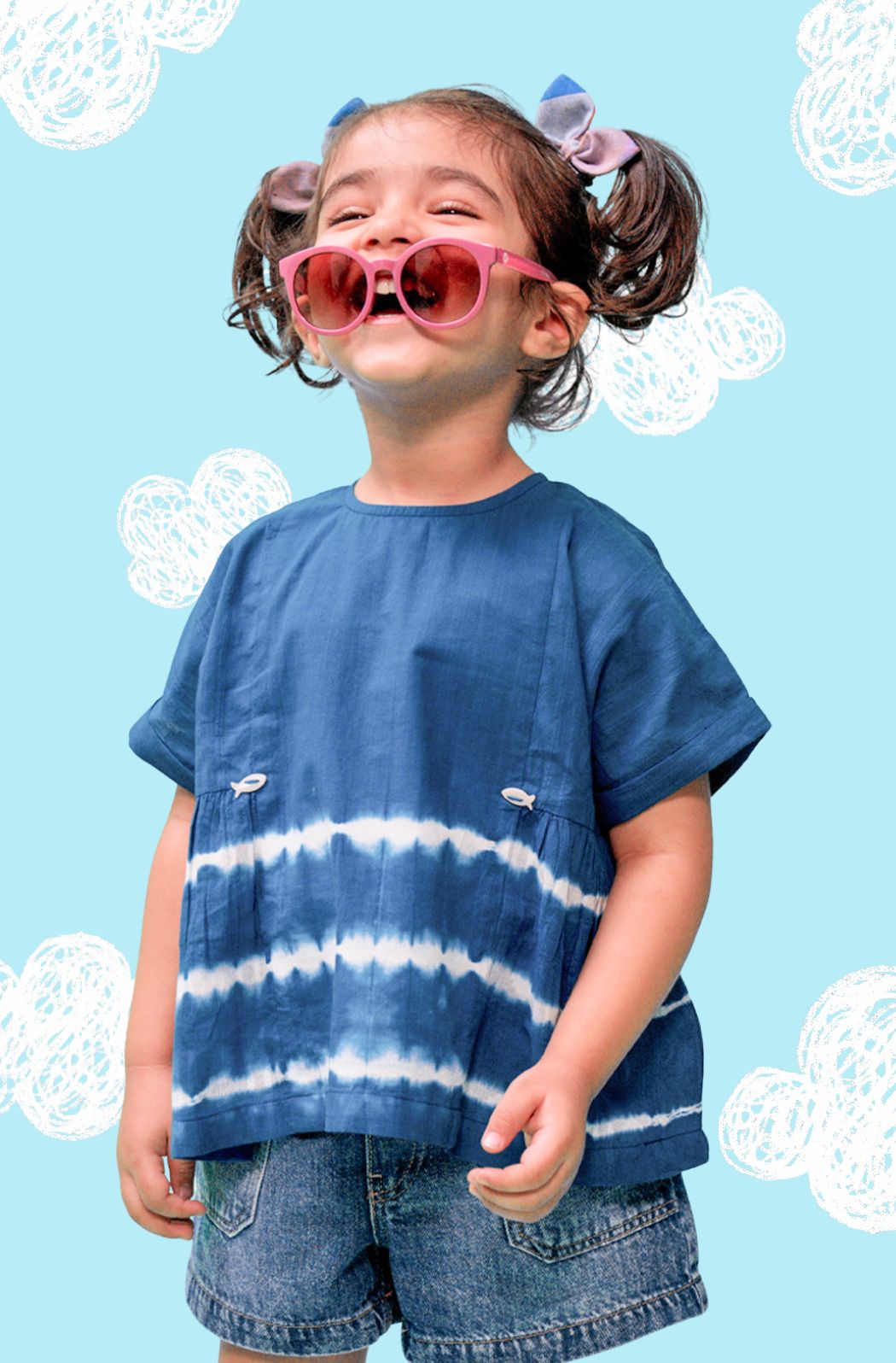 Breezy Lines Top - Blue - Eco-friendly - Sama Homes