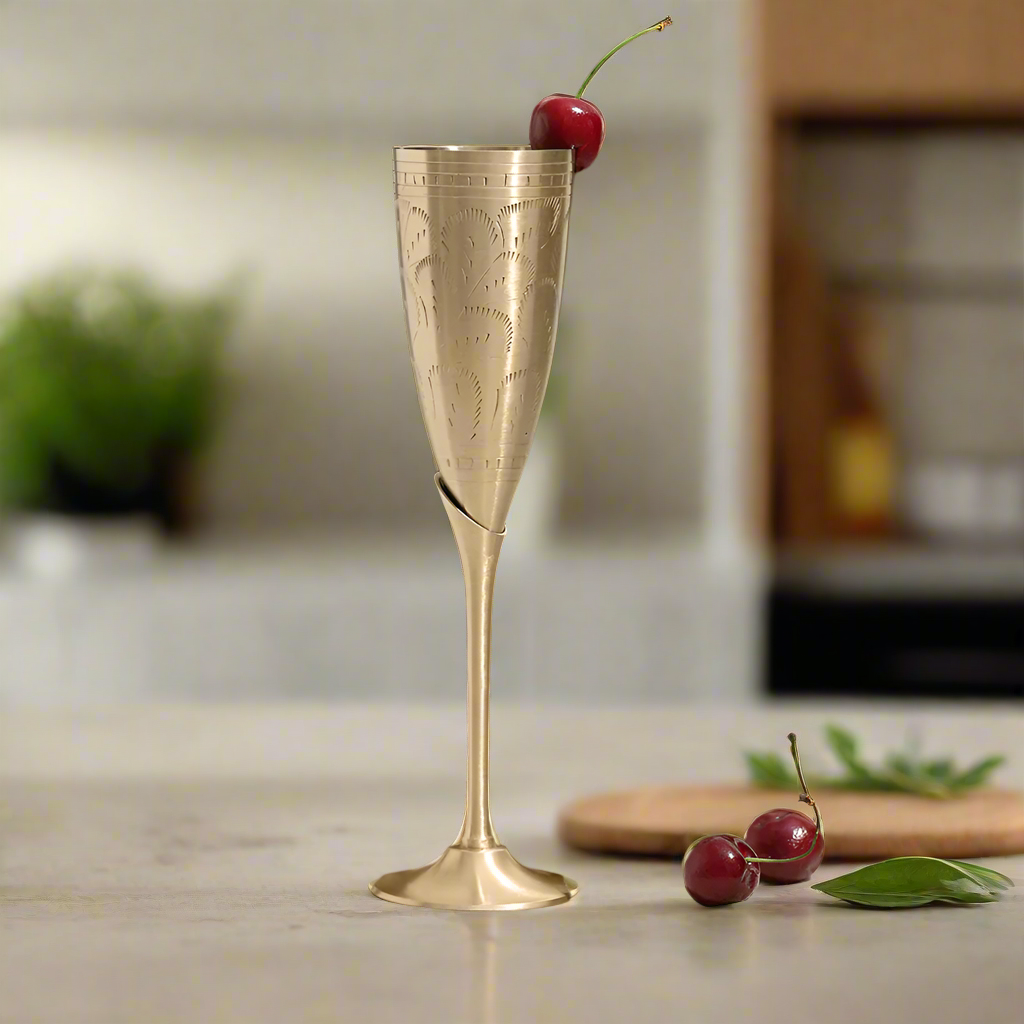 Brass Goblet Set or Long Wine Glasses | Set of 4 Pcs