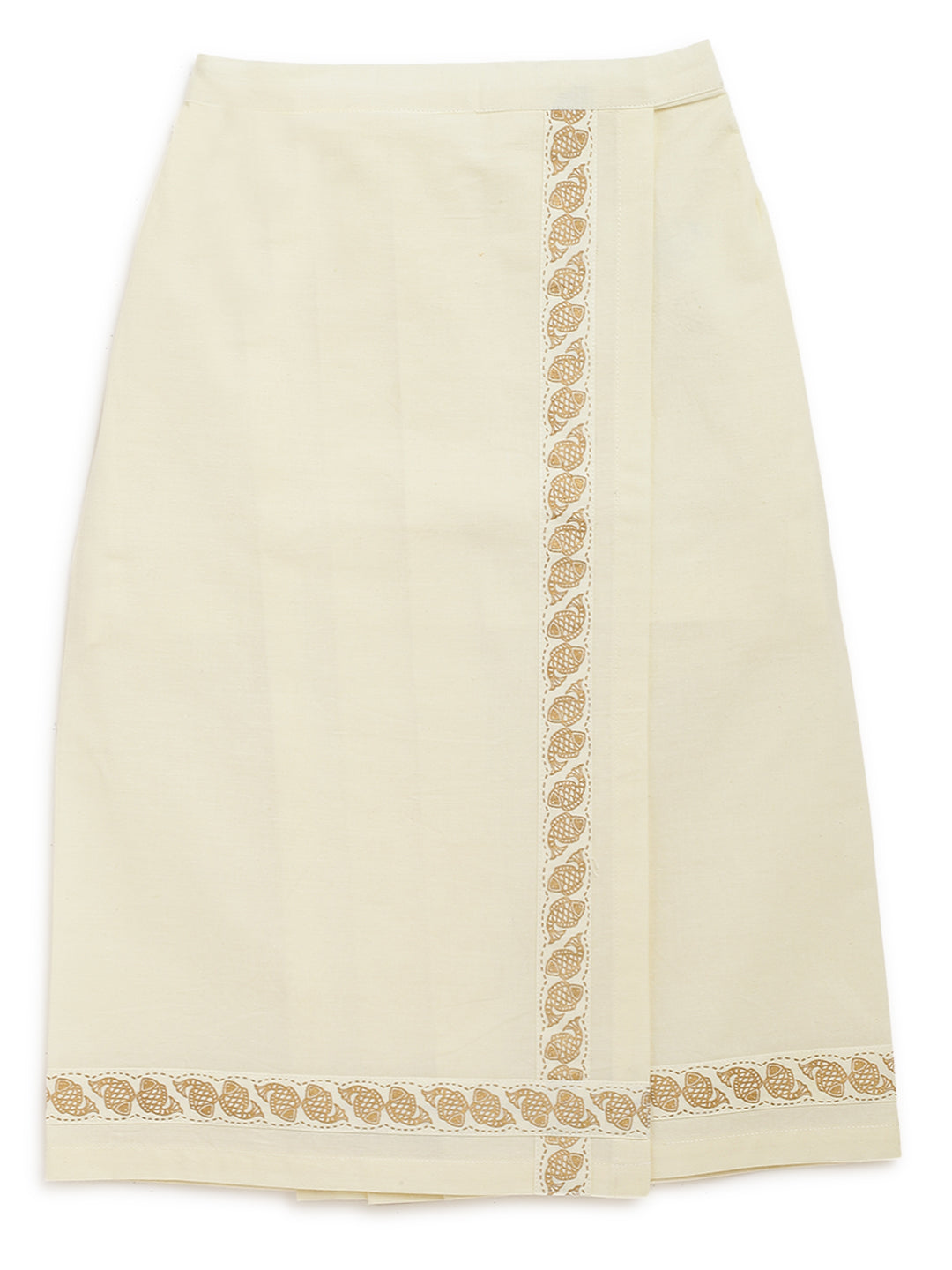 3 Pc Mundu Dhoti Shirt Set-Cream - Image 5