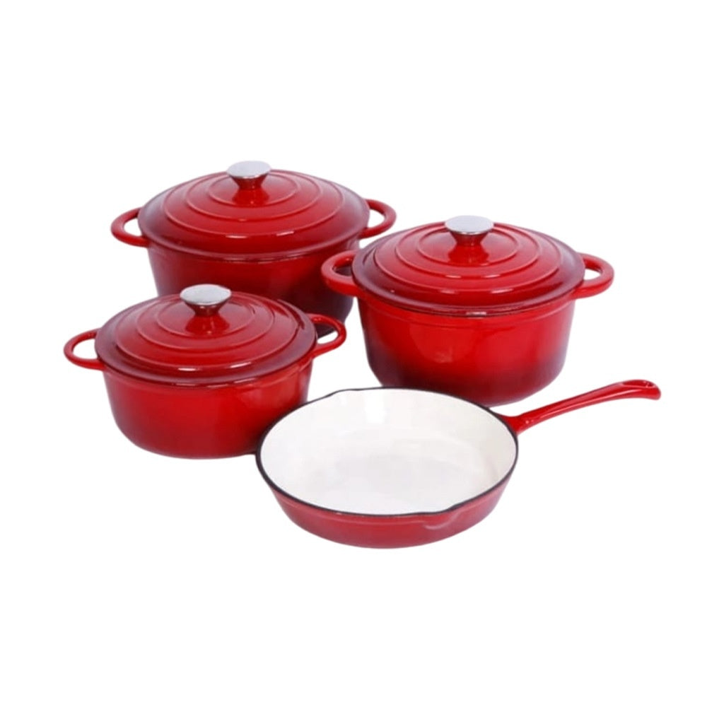 Inner White Enameled Cast-iron Cookware Household Enamel Soup Deep Stew Casserole Four-piece Set - Eco-friendly - Sama Homes
