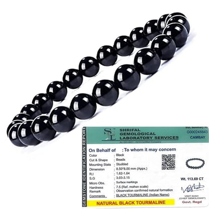 Original Black Tourmaline Crystal Bracelet with Lab Certificate - Natural Energised Black Stone Bracelet for Protection Healing, Positivity, Evil Eye, and Nazar by SAMAHealing - simple (View 2)