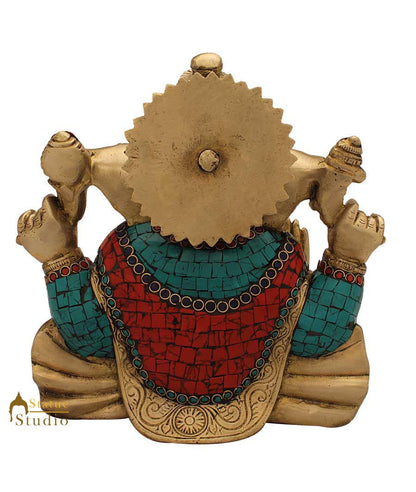 Hindu god elephant lord ganesha statue nepal turquoise coral religious decor 9" by vendor-unknown - Hindu Gods (View 4)