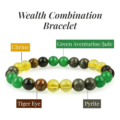 Money Magnet Bracelet Pyrite Tiger Eye Green Aventurine Citrine Original Money Magnet bracelet 8 mm beads by SAMAHealing - simple (View 2)