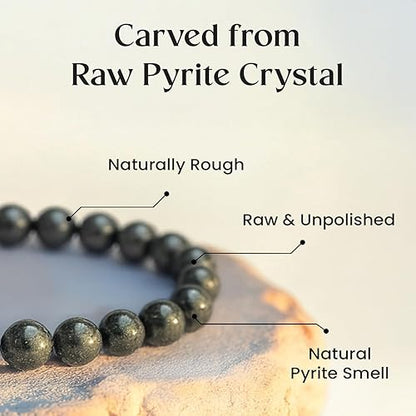 Original Raw Pyrite Bracelet Certified | Attracts Money and Boost Confidence | Astrology Bracelet for Men and Women by SAMAHealing - simple (View 2)
