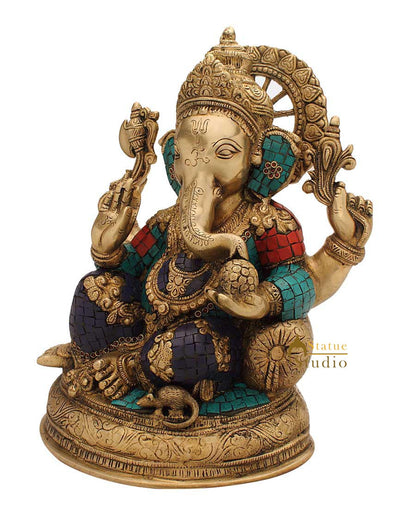 India hindu gods hand crafted ganesha sitting nepal beads religious décor 13" by vendor-unknown - Hindu Gods (View 3)
