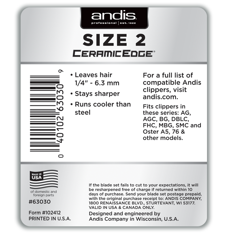 Andis CeramicEdge® Detachable Blade, Size #2 by Andis - Sustainable Living (View 2)