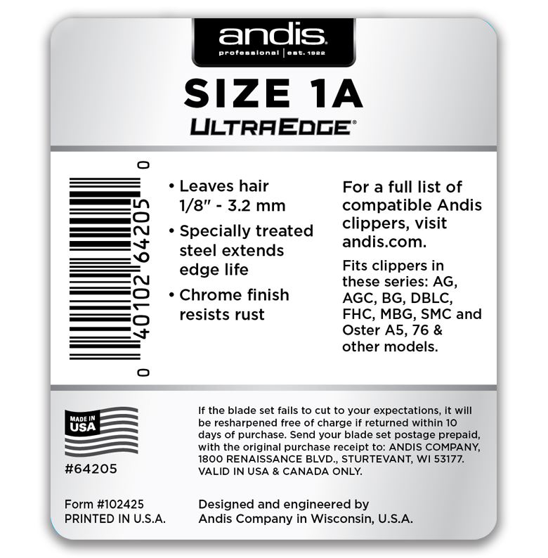Andis UltraEdge® Detachable Blade, Size 1A by Andis - Sustainable Living (View 3)