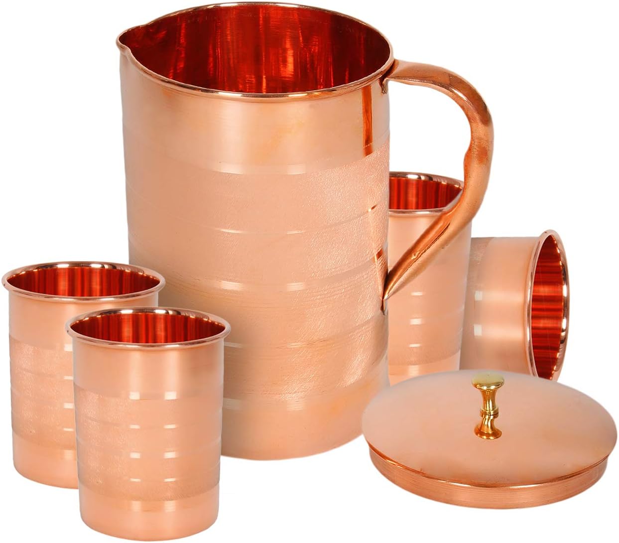 Traditional Copper Jug and Glasses Set Of 4| Luxurious Copper Jug & Glass Set for Diwali Gift