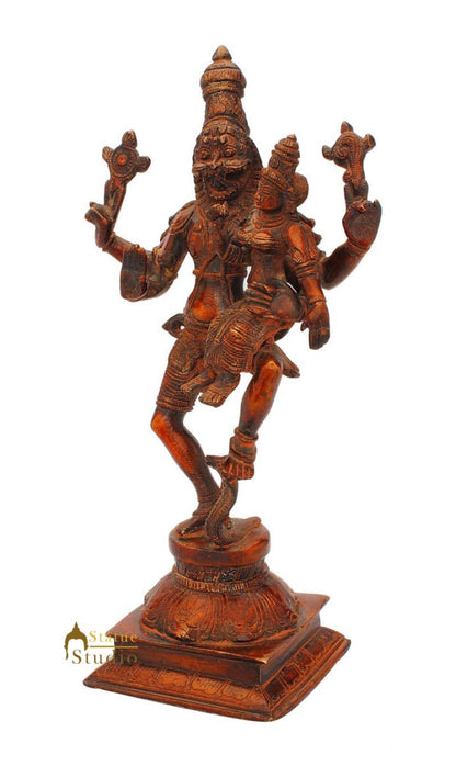 Brass Hindu god hand crafted lord Narsingh Antique statue idol 12" by vendor-unknown - Hindu Gods (View 3)