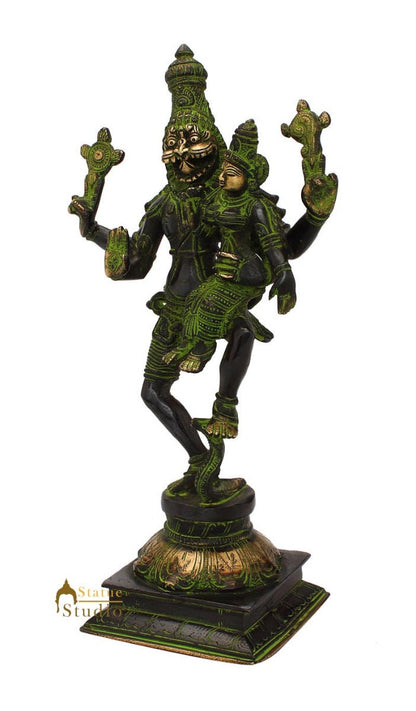 Brass Hindu god hand crafted lord Narsingh Antique statue idol 13" by vendor-unknown - Hindu Gods (View 3)