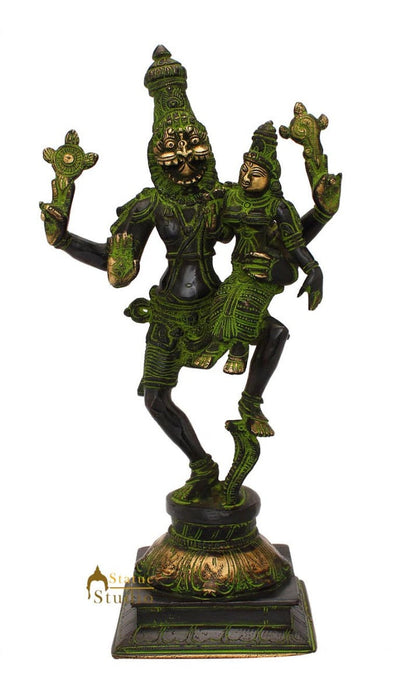 Brass Hindu god hand crafted lord Narsingh Antique statue idol 13" by vendor-unknown - Hindu Gods (View 2)
