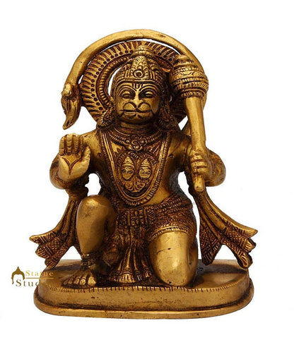 Brass Sitting Hanuman idol Religious For Home Decor 5" by vendor-unknown - Hindu Gods (View 2)