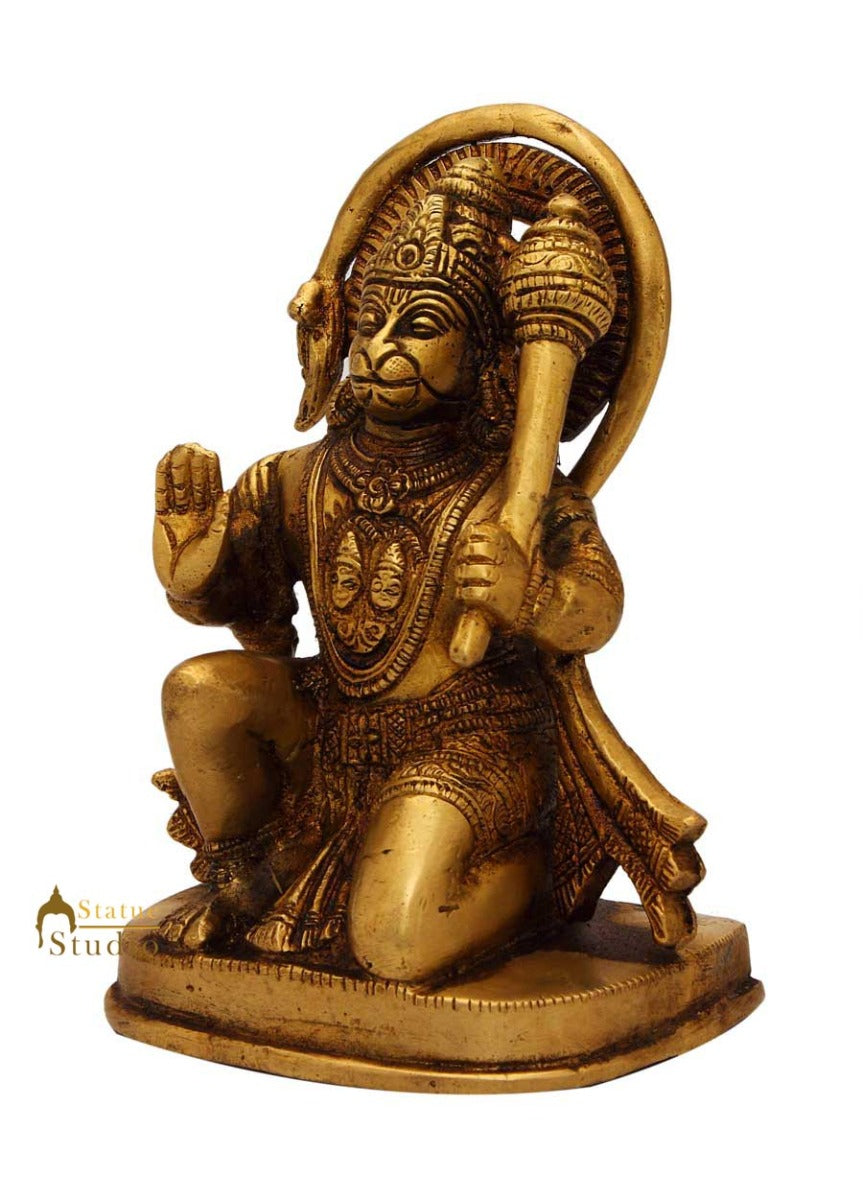 Brass Sitting Hanuman idol Religious For Home Decor 5"