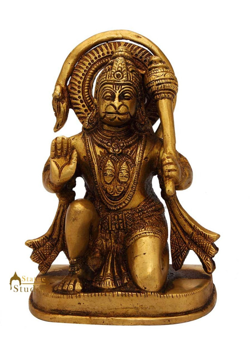 Brass Sitting Hanuman idol Religious For Home Decor 5" - Image 3