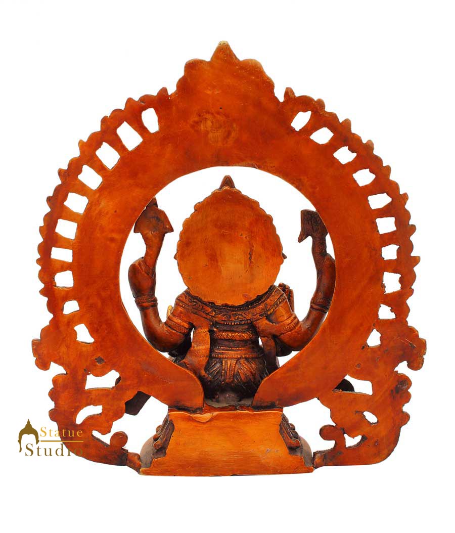 Brass ganesha idol figure with ring on top hindu gods religious décor 9" - Image 4