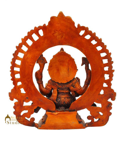 Brass ganesha idol figure with ring on top hindu gods religious décor 9" by vendor-unknown - Hindu Gods (View 4)