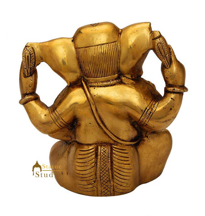 Brass sitting ganesha statue india hindu gods hand made figure sculpture 5" by vendor-unknown - Hindu Gods (View 4)