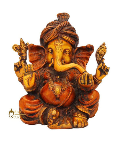 Brass new style turban ganesha hind gods religious décor 7" by vendor-unknown - Hindu Gods