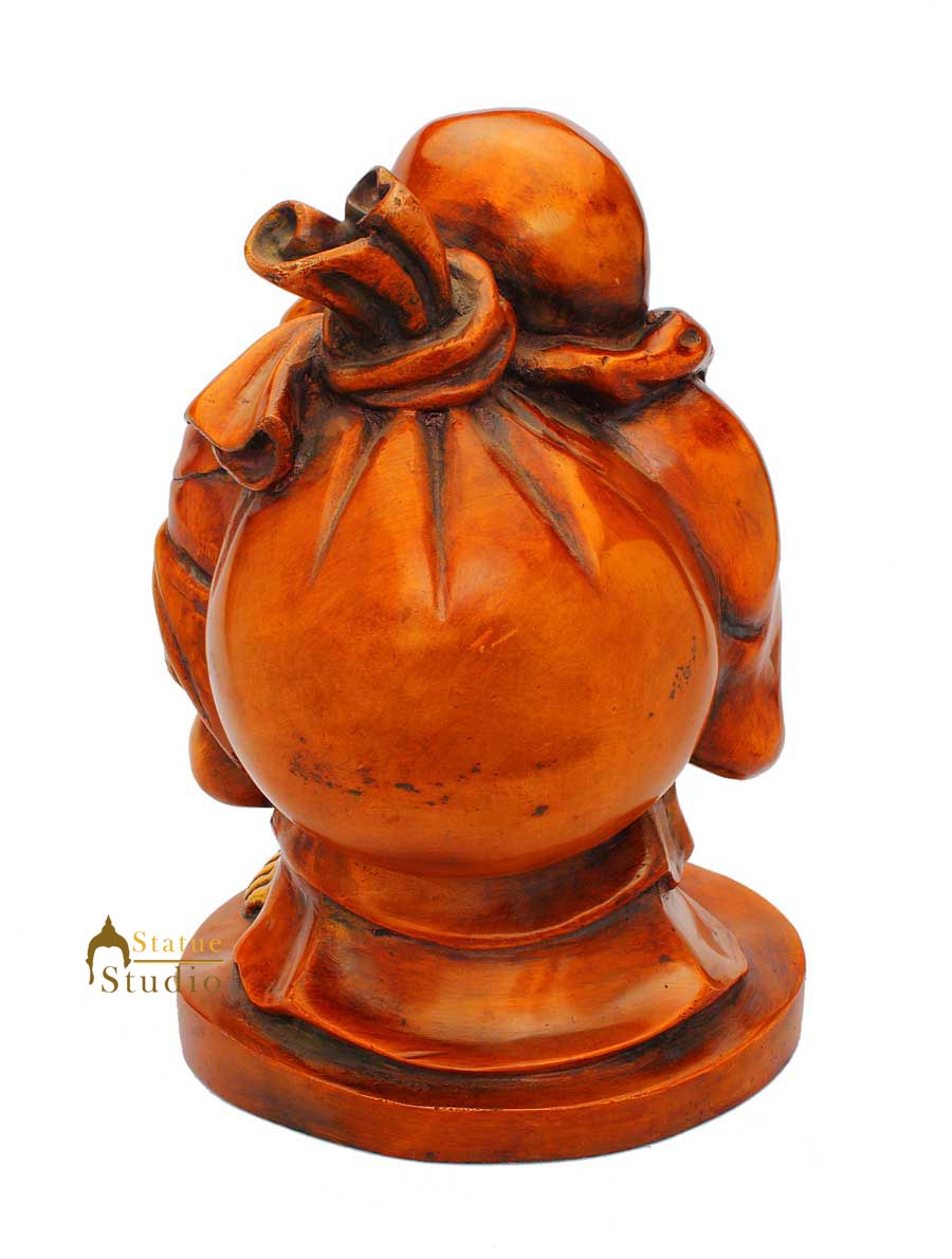 Brass Chinese Buddhism Happy Laughing Buddha Wealth Money Statue 11 Inch - Image 4