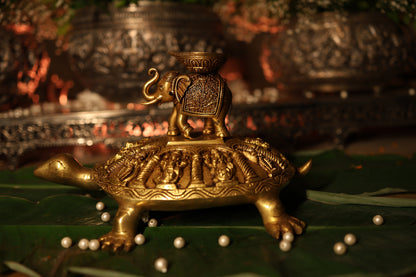 Brass Kachyap with Elephant by Siddhhi Arts - Sustainable Living